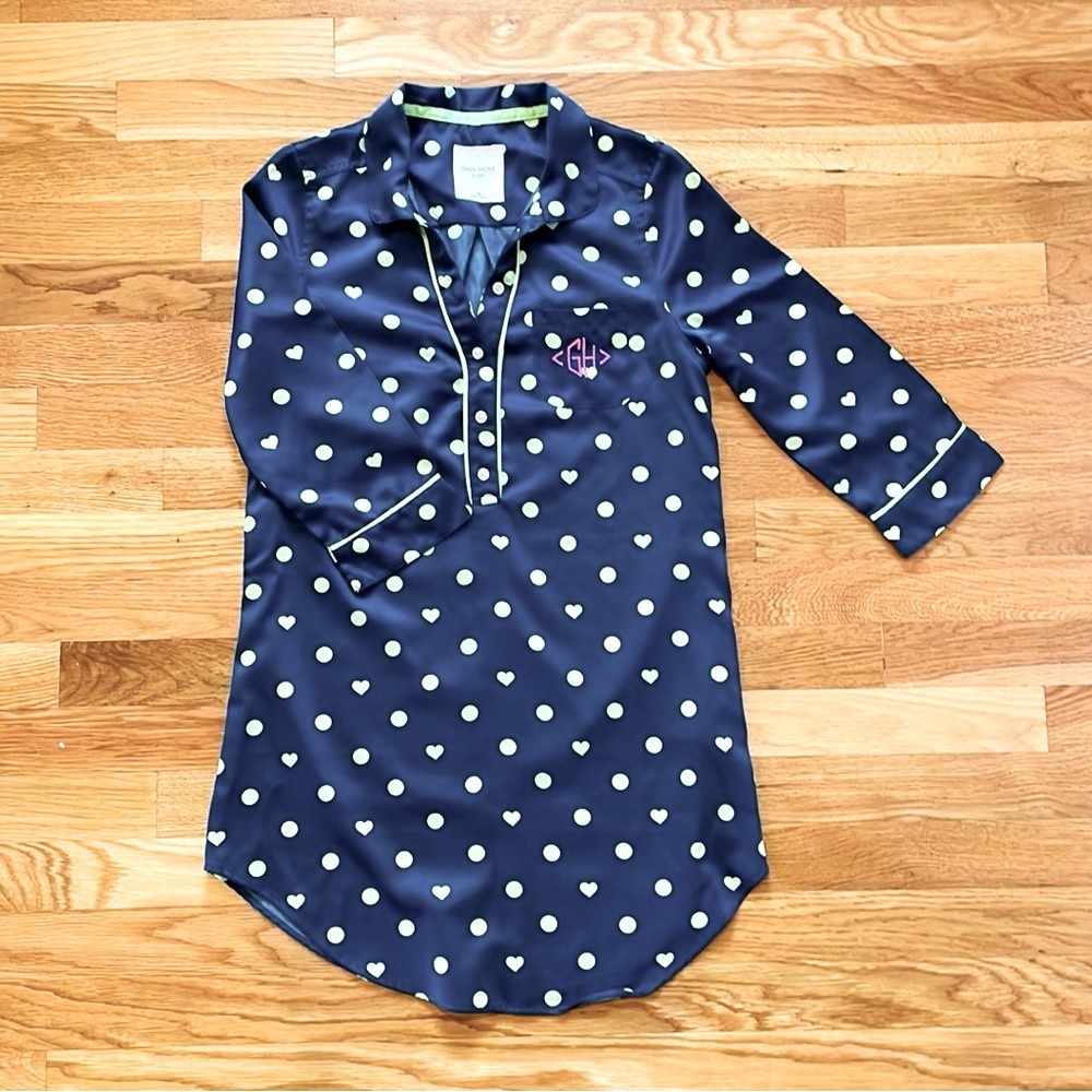 GILLY HICKS Navy Satin Night Shirt